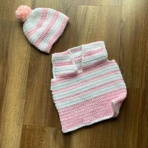 Handmade knit dress with hat